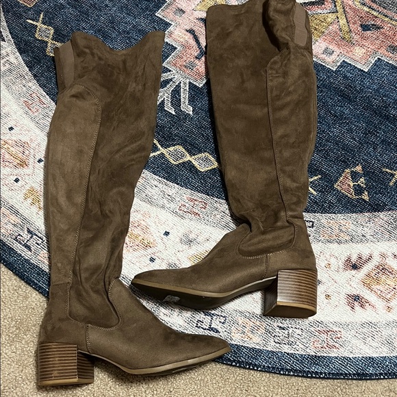 Buckle Brown Over the Knee Boots - Picture 1 of 1